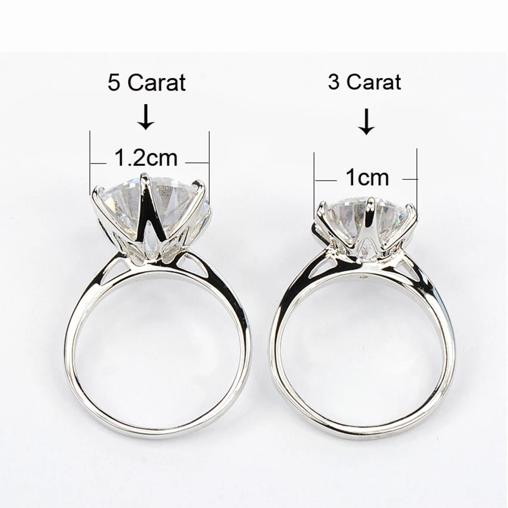 3.67Ct Round Cut Lab Diamond Silver Solitaire Ring - Picture 8 of 17